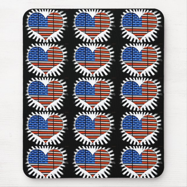 Patriotic Heart American Flag Mouse Mat (Front)