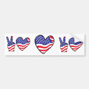 Patriotic Heart Design Bumper Sticker