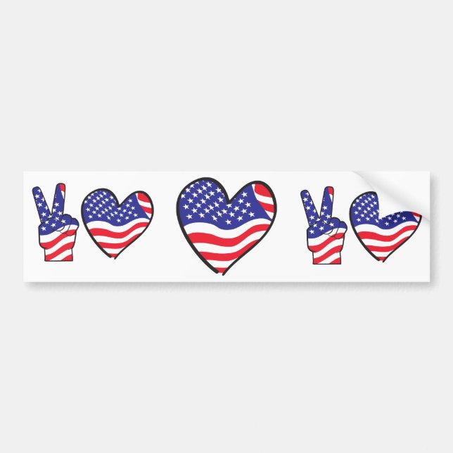 Patriotic Heart Design Bumper Sticker (Front)