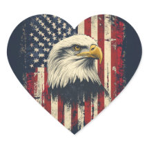 Patriotic Heart Eagle Flag Vinyl Laptop Decal