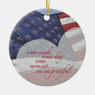 Patriotic Heart Flag, Military Appreciation Ceramic Tree Decoration