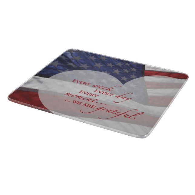Patriotic Heart Flag, Military Appreciation Cutting Board (Corner)
