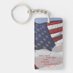 Patriotic Heart Flag, Military Appreciation Key Ring