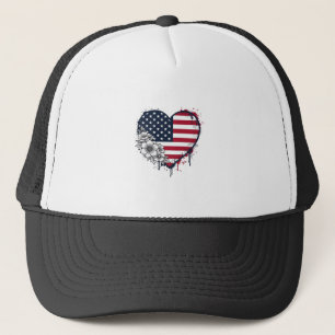 Patriotic Heart Floral Vintage Engraving Design_1 Trucker Hat