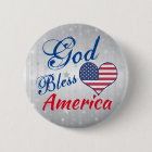 Patriotic Heart God Bless America Pin Button