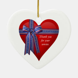 Patriotic Heart graphic Ceramic Tree Decoration