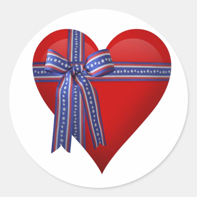 Patriotic Heart graphic Classic Round Sticker (Front)