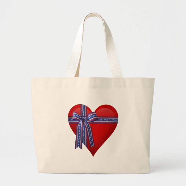 Patriotic Heart graphic Large Tote Bag (Front)