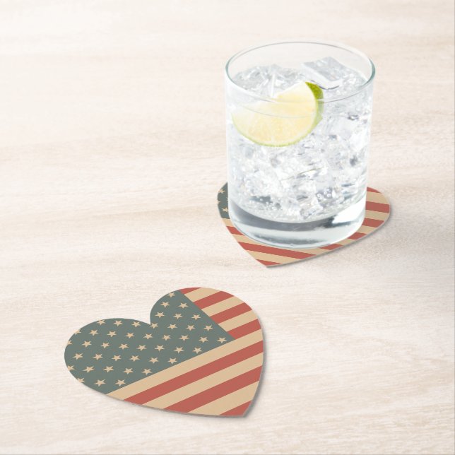 Patriotic Heart Paper Coasters  (Insitu)