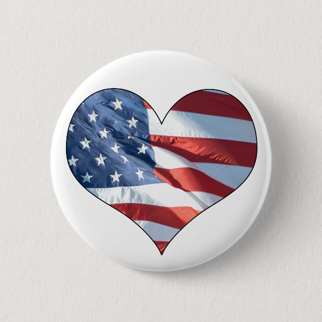 Patriotic Heart Shaped American Flag 6 Cm Round Badge (Front)