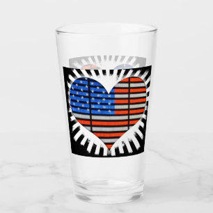 Patriotic Heart Shaped American Flag Glass