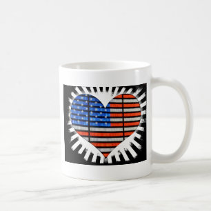 Patriotic Heart Shaped American Flag Neon Coffee Mug