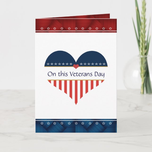 Patriotic Heart Veterans Day Greeting Blank Card (Front)