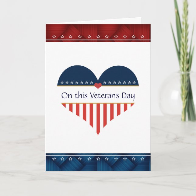 Patriotic Heart Veterans Day Greeting Card (Front)