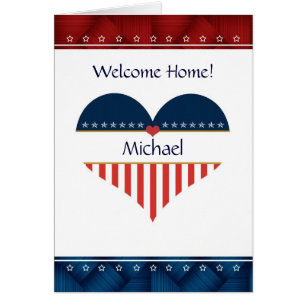 Patriotic Heart Welcome Home Personalised Card