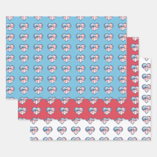 Patriotic Heart Wrapping Paper Sheet