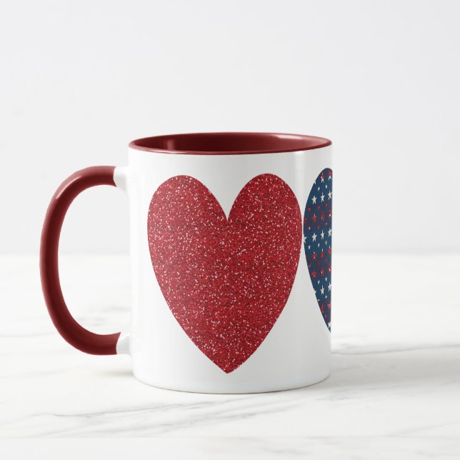 Patriotic Hearts 4th of July Celebration 11 oz Mug (Left)