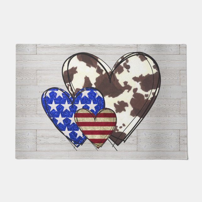 Patriotic hearts doormat (Front)
