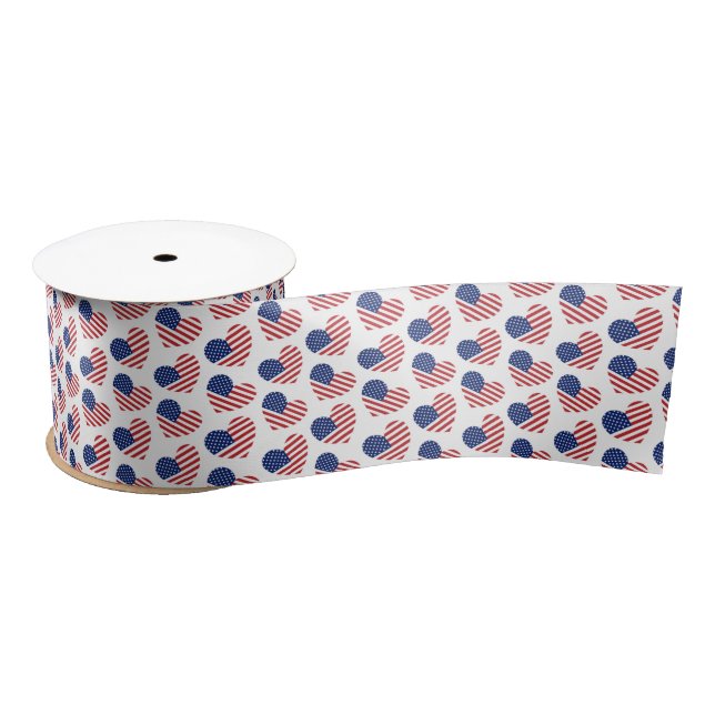 Patriotic Hearts Satin Ribbon (Spool)
