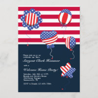 Patriotic Helium Balloons Invitation