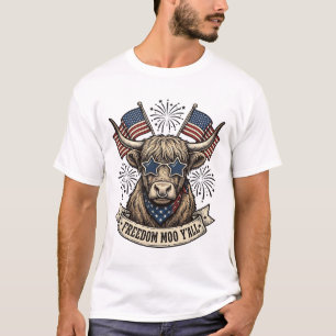 Patriotic Highland Cow 4th of July Y'all Shirt