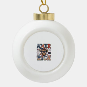 Patriotic Highland Cow America 4th of July Shirt_1 Ceramic Ball Christmas Ornament