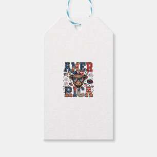 Patriotic Highland Cow America 4th of July Shirt_1 Gift Tags