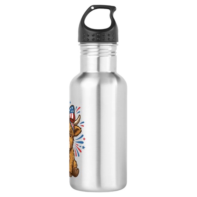 Patriotic Highland Cow Bow Vector Design (2)_1 532 Ml Water Bottle (Front)