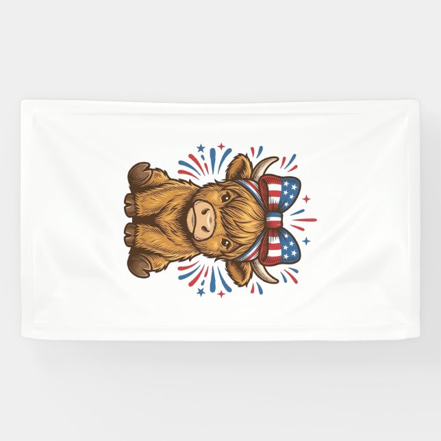 Patriotic Highland Cow Bow Vector Design (2)_1 Banner (Horizontal)