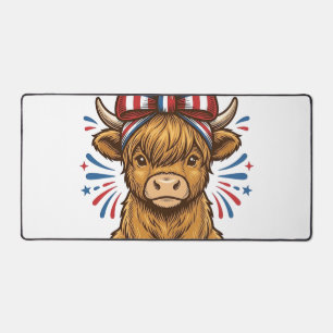 Patriotic Highland Cow Bow Vector Design (2)_1 Desk Mat