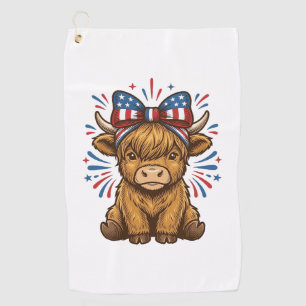 Patriotic Highland Cow Bow Vector Design (2)_1 Golf Towel