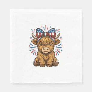 Patriotic Highland Cow Bow Vector Design (2)_1 Napkin
