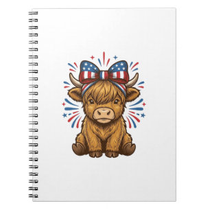 Patriotic Highland Cow Bow Vector Design (2)_1 Notebook