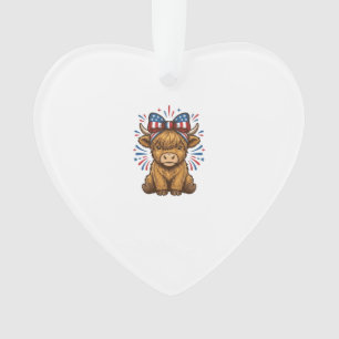 Patriotic Highland Cow Bow Vector Design (2)_1 Ornament
