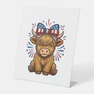 Patriotic Highland Cow Bow Vector Design (2)_1 Pedestal Sign