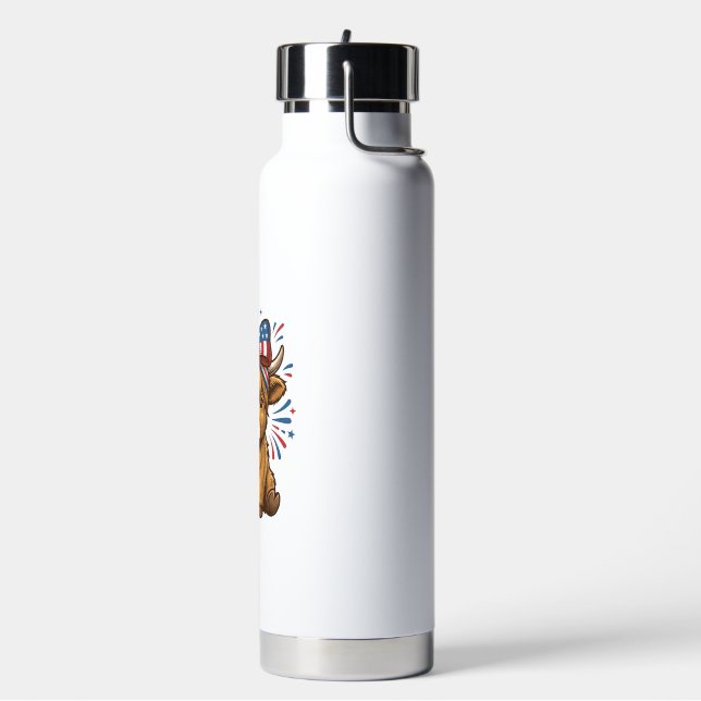 Patriotic Highland Cow Bow Vector Design (2)_1 Water Bottle (Left)