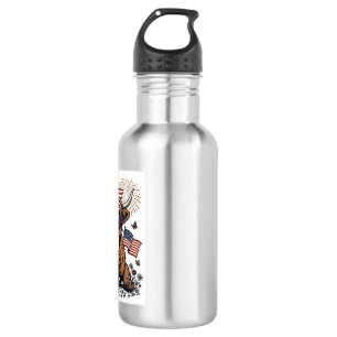 Patriotic Highland Cow Bubblegum Vintage Engraving 532 Ml Water Bottle