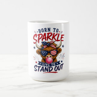 Patriotic Highland Cow Funny Coffee Mug