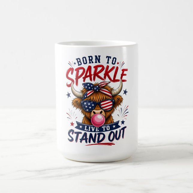 Patriotic Highland Cow Funny Coffee Mug (Center)