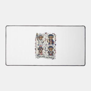 Patriotic Highland Cow Red White and Boujee Desk Mat