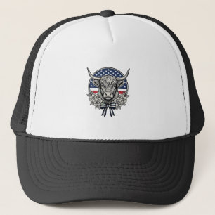 Patriotic Highland Cow Vintage Engraving Art_1 Trucker Hat
