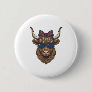Patriotic Highland Cow Vintage Engraving Design_1 6 Cm Round Badge