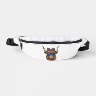 Patriotic Highland Cow Vintage Engraving Design_1 Bum Bags