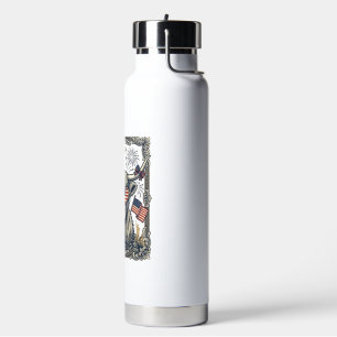 Patriotic Highland Cow Vintage Engraving Design_1 Water Bottle