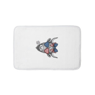 Patriotic Highland Cow Vintage Engraving Shirt_1 Bath Mat