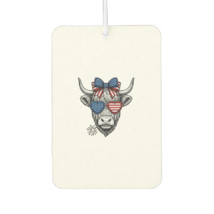 Patriotic Highland Cow Vintage Engraving Shirt_1 Car Air Freshener