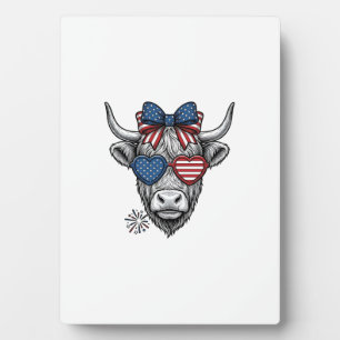 Patriotic Highland Cow Vintage Engraving Shirt_1 Plaque