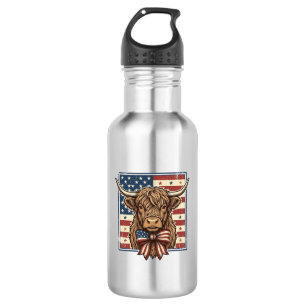Patriotic Highland Cow Vintage Engraving Shirt Des 532 Ml Water Bottle