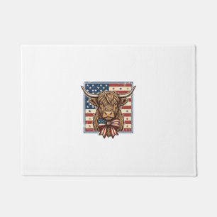 Patriotic Highland Cow Vintage Engraving Shirt Des Doormat