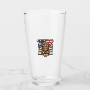 Patriotic Highland Cow Vintage Engraving Shirt Des Glass